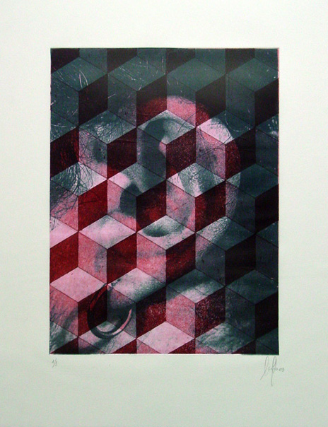 Aguafuerte, aguatinta y collage,2. 44x54 cm.